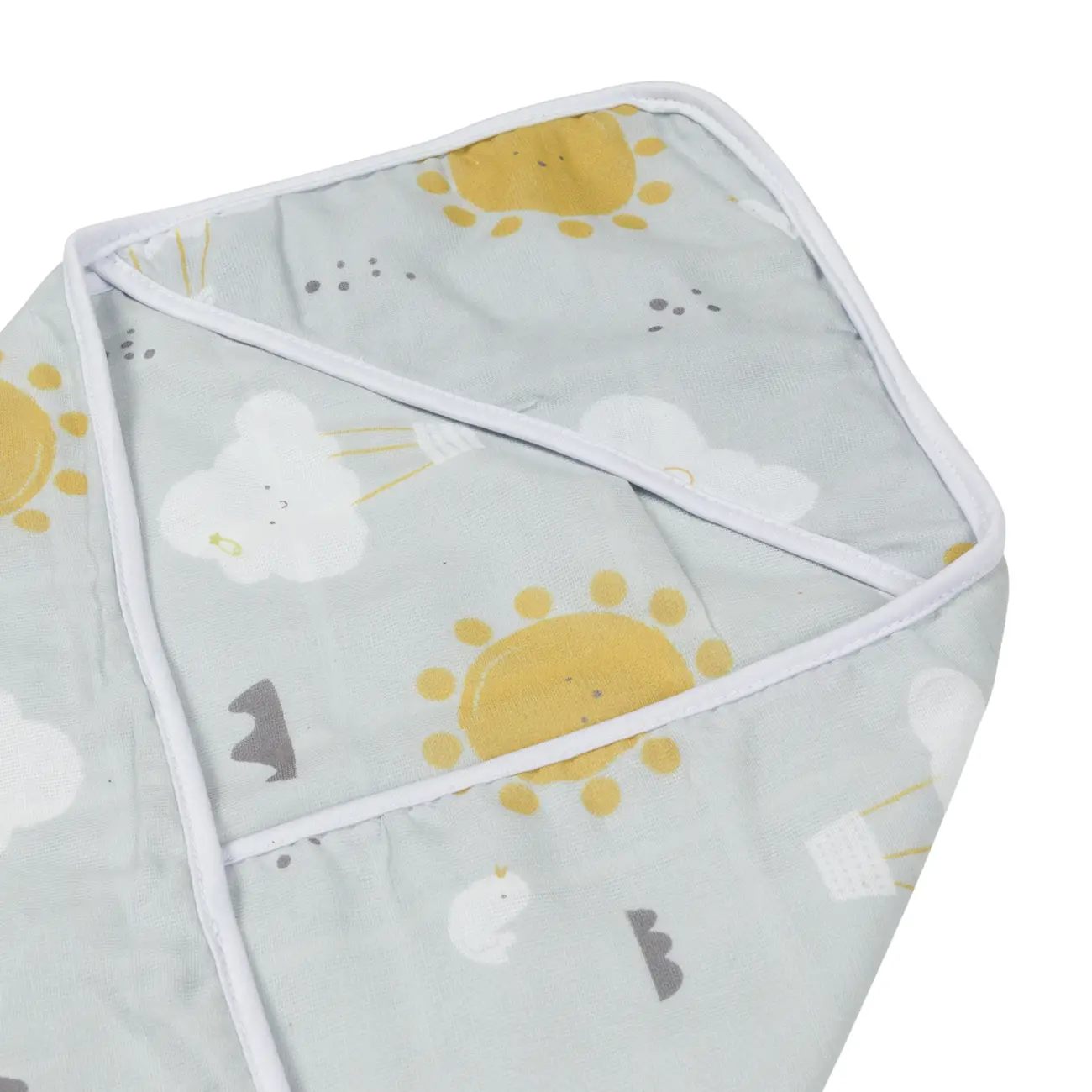 TOALHA FRALDA COM CAPUZ 80 CM X 80 CM CIEL - CINZA/MULTICOR - Foto 4