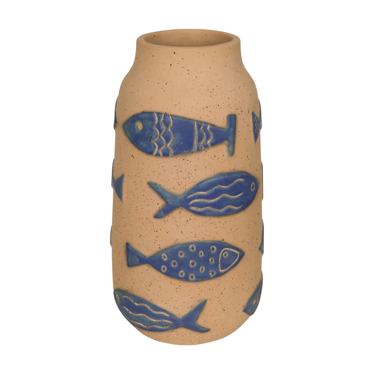 VASO DECORATIVO 29 CM PURANGY - ARGILA CRUA/AZUL HISTÓRICO - Foto 1