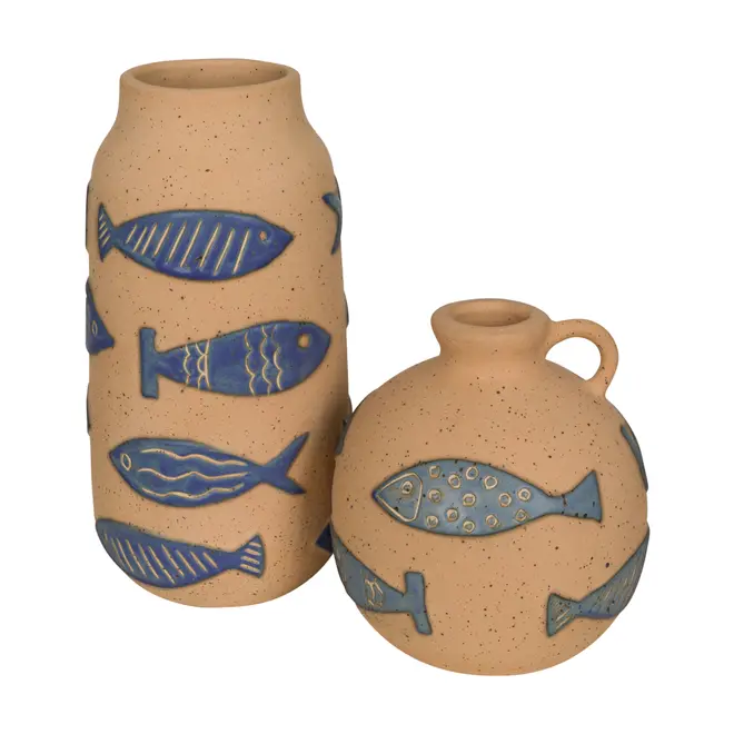 VASO DECORATIVO 29 CM PURANGY - ARGILA CRUA/AZUL HISTÓRICO - Foto 4