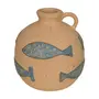 VASO JARRA DECORATIVO 18 CM PURANGY - ARGILA CRUA/AZUL HISTÓRICO - Foto 1