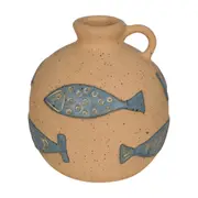 VASO JARRA DECORATIVO 18 CM PURANGY - ARGILA CRUA/AZUL HISTÓRICO - Foto 1