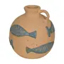 VASO JARRA DECORATIVO 18 CM PURANGY - ARGILA CRUA/AZUL HISTÓRICO - Foto 2
