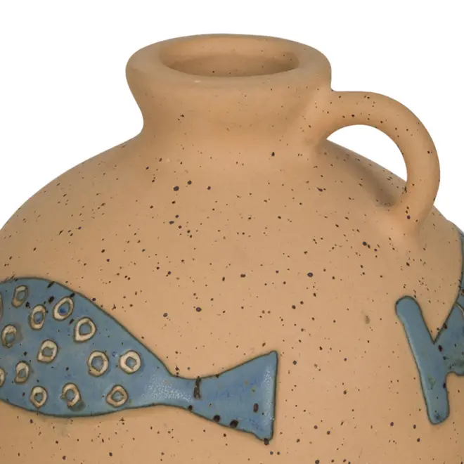 VASO JARRA DECORATIVO 18 CM PURANGY - ARGILA CRUA/AZUL HISTÓRICO - Foto 5