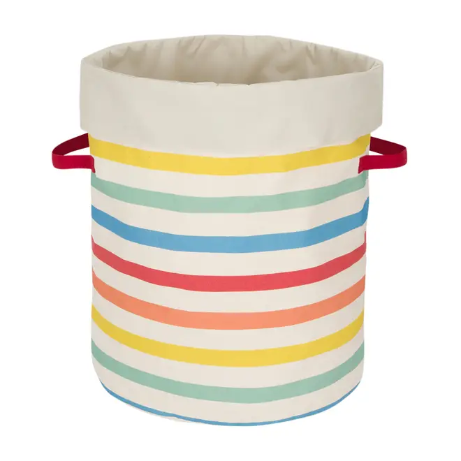 CESTO REDONDO ORGANIZADOR 45 CM X 37 CM X 37 CM ARCA-ÍRIS - BEGE/CORES CALEIDOCOLOR - Foto 1