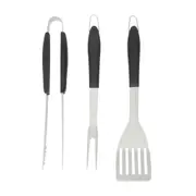 KIT UTENSÍLIOS PARA CHURRASCO 3 PEÇAS O CHURRASQUEIRO - INOX/PRETO - Foto 1