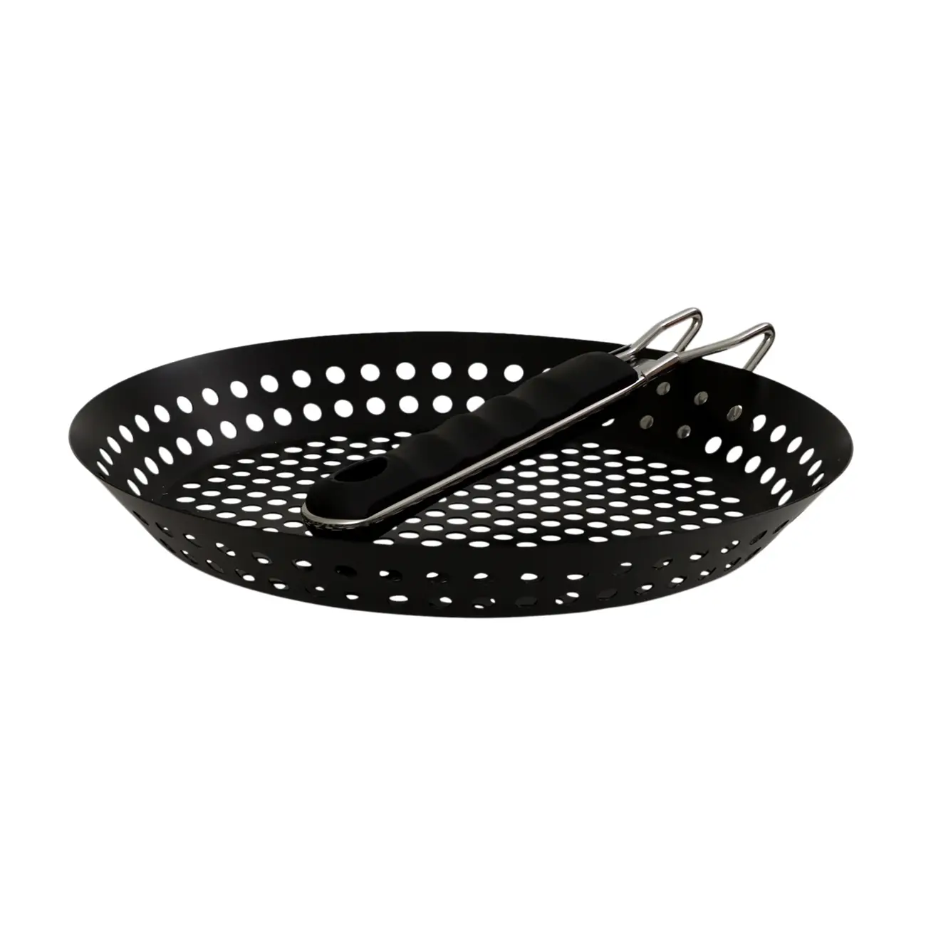 GRELHA REDONDA 30 CM O CHURRASQUEIRO - PRETO/INOX - Foto 4