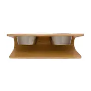 COMEDOURO BEBEDOURO ERGONÔMICO M BEND UP - INOX/CARVALHO - Foto 6