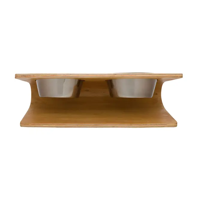 COMEDOURO BEBEDOURO ERGONÔMICO M BEND UP - INOX/CARVALHO - Foto 6
