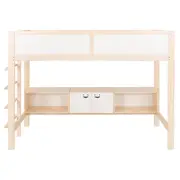 CAMA SISTEMA DE QUARTO INTEGRADO COM ESCRIVANINHA E ESCADA PÉ COM PÉ - NATURAL WASHED/BRANCO - Foto 1