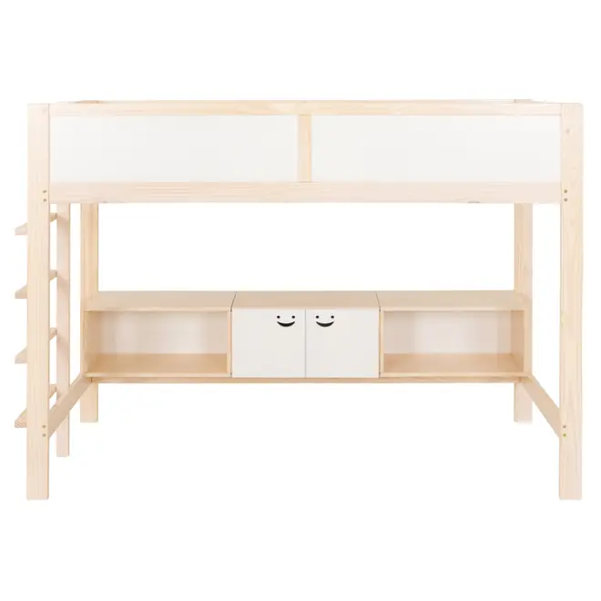 CAMA SISTEMA DE QUARTO INTEGRADO COM ESCRIVANINHA E ESCADA PÉ COM PÉ - NATURAL WASHED/BRANCO - Foto 1