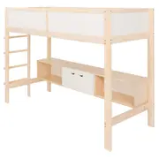 CAMA SISTEMA DE QUARTO INTEGRADO COM ESCRIVANINHA E ESCADA PÉ COM PÉ - NATURAL WASHED/BRANCO - Foto 2