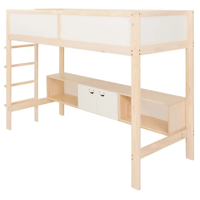 CAMA SISTEMA DE QUARTO INTEGRADO COM ESCRIVANINHA E ESCADA PÉ COM PÉ - NATURAL WASHED/BRANCO - Foto 2