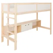 CAMA SISTEMA DE QUARTO INTEGRADO COM ESCRIVANINHA E ESCADA PÉ COM PÉ - NATURAL WASHED/BRANCO - Foto 4