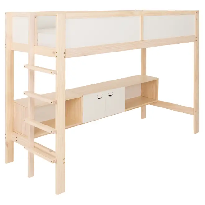 CAMA SISTEMA DE QUARTO INTEGRADO COM ESCRIVANINHA E ESCADA PÉ COM PÉ - NATURAL WASHED/BRANCO - Foto 4