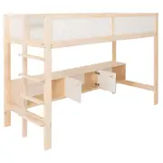 CAMA SISTEMA DE QUARTO INTEGRADO COM ESCRIVANINHA E ESCADA PÉ COM PÉ - NATURAL WASHED/BRANCO - Foto 5