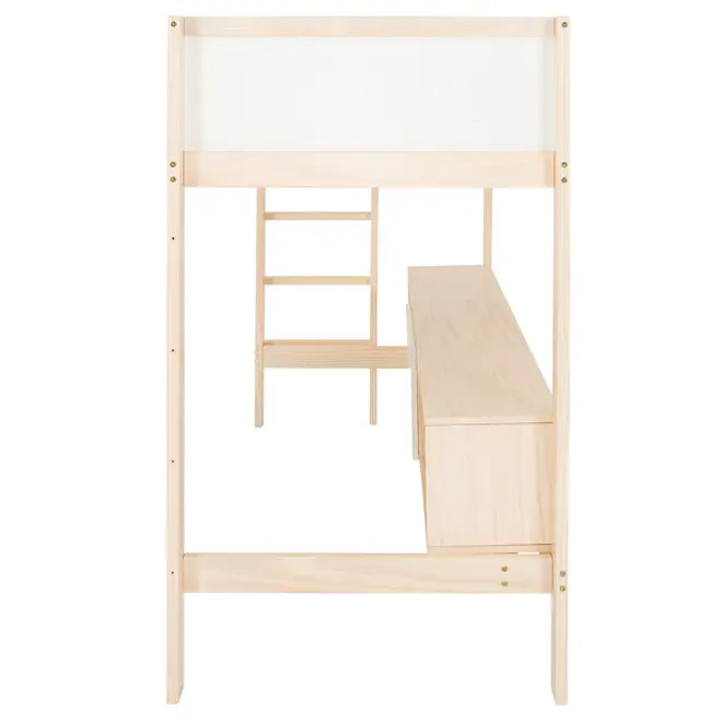 CAMA SISTEMA DE QUARTO INTEGRADO COM ESCRIVANINHA E ESCADA PÉ COM PÉ - NATURAL WASHED/BRANCO - Foto 6