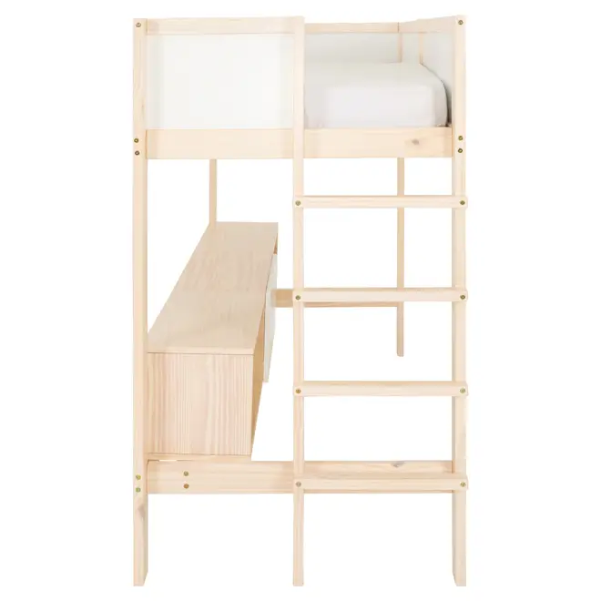CAMA SISTEMA DE QUARTO INTEGRADO COM ESCRIVANINHA E ESCADA PÉ COM PÉ - NATURAL WASHED/BRANCO - Foto 7