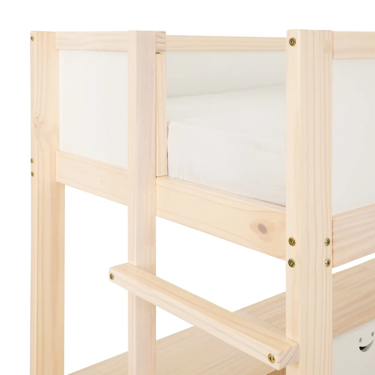 CAMA SISTEMA DE QUARTO INTEGRADO COM ESCRIVANINHA E ESCADA PÉ COM PÉ - NATURAL WASHED/BRANCO - Foto 11