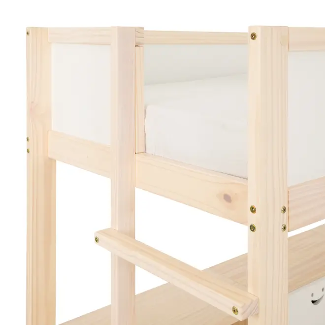 CAMA SISTEMA DE QUARTO INTEGRADO COM ESCRIVANINHA E ESCADA PÉ COM PÉ - NATURAL WASHED/BRANCO - Foto 11