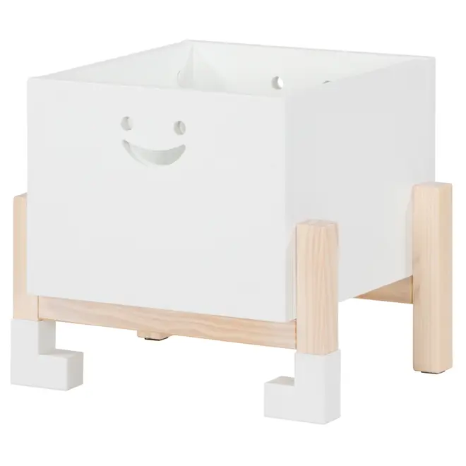 BAÚ/PUFF INFANTIL PÉ COM PÉ - BRANCO/NATURAL WASHED - Foto 5
