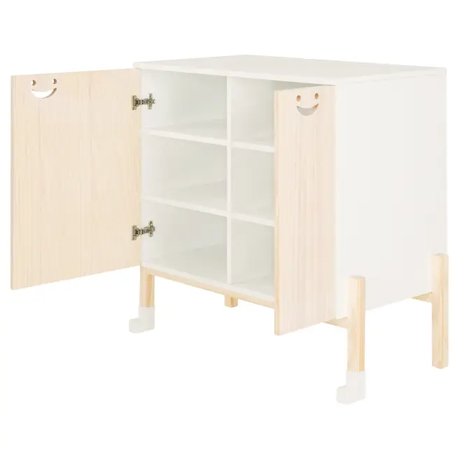 CÔMODA 2 PORTAS 86 CM X 45 CM PÉ COM PÉ - BRANCO/NATURAL WASHED - Foto 2