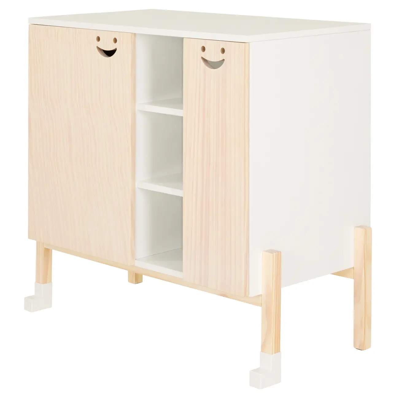 CÔMODA 2 PORTAS 86 CM X 45 CM PÉ COM PÉ - BRANCO/NATURAL WASHED - Foto 3