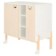 CÔMODA 2 PORTAS 86 CM X 45 CM PÉ COM PÉ - BRANCO/NATURAL WASHED - Foto 3