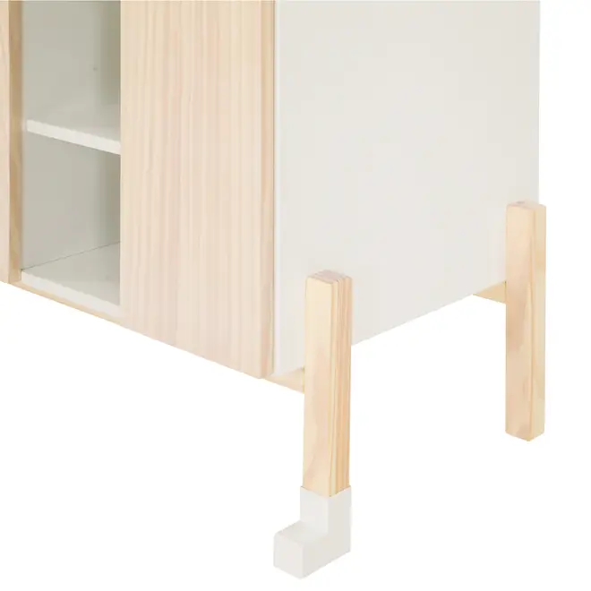 CÔMODA 2 PORTAS 86 CM X 45 CM PÉ COM PÉ - BRANCO/NATURAL WASHED - Foto 8
