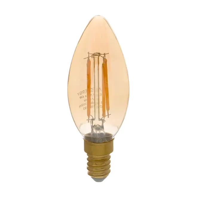 LÂMPADA LED DE FILAMENTO AMB 4W C35 E14 220V LUZ AMARELA SAVE ENERGY - HANBAR - Foto 1