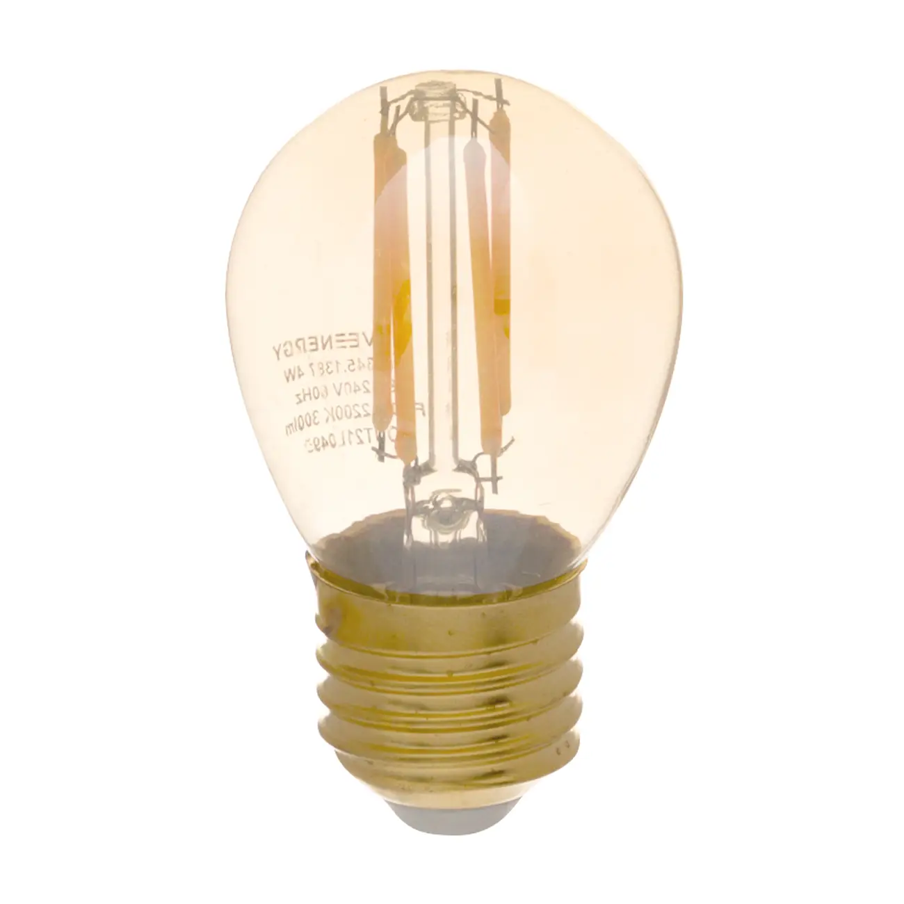LÂMPADA LED DE FILAMENTO AMB 4W G45 E27 127/220V LUZ AMARELA SAVE ENERGY - HANBAR - Foto 1
