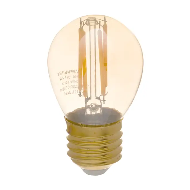LÂMPADA LED DE FILAMENTO AMB 4W G45 E27 127/220V LUZ AMARELA SAVE ENERGY - HANBAR - Foto 1
