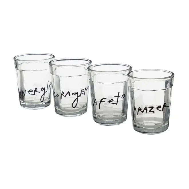 COPO APERITIVO 45 ML COM 4 MANUSCRITO - INCOLOR/PRETO - Foto 1
