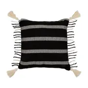 ALMOFADA 50 CM X 50 CM BOHO FRINGE - PRETO/NATURAL - Foto 1