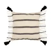 ALMOFADA 50 CM X 50 CM BOHO FRINGE - NATURAL/PRETO - Foto 1