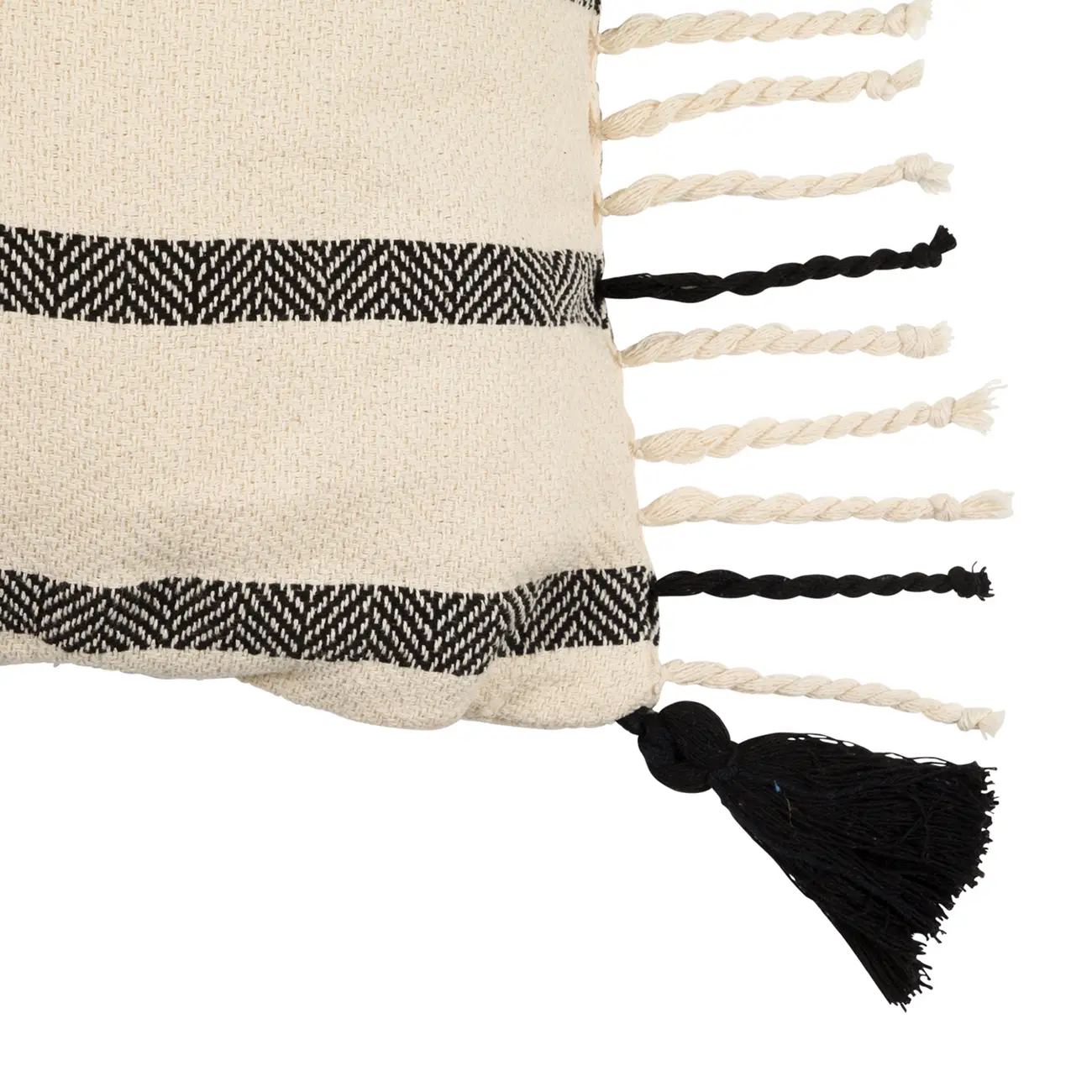 ALMOFADA 50 CM X 50 CM BOHO FRINGE - NATURAL/PRETO - Foto 2