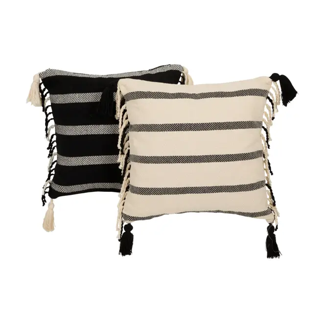 ALMOFADA 50 CM X 50 CM BOHO FRINGE - NATURAL/PRETO - Foto 4