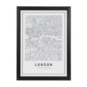 QUADRO 28 CM X 38 CM ROAD MAP LONDON - PRETO/BRANCO - Foto 1