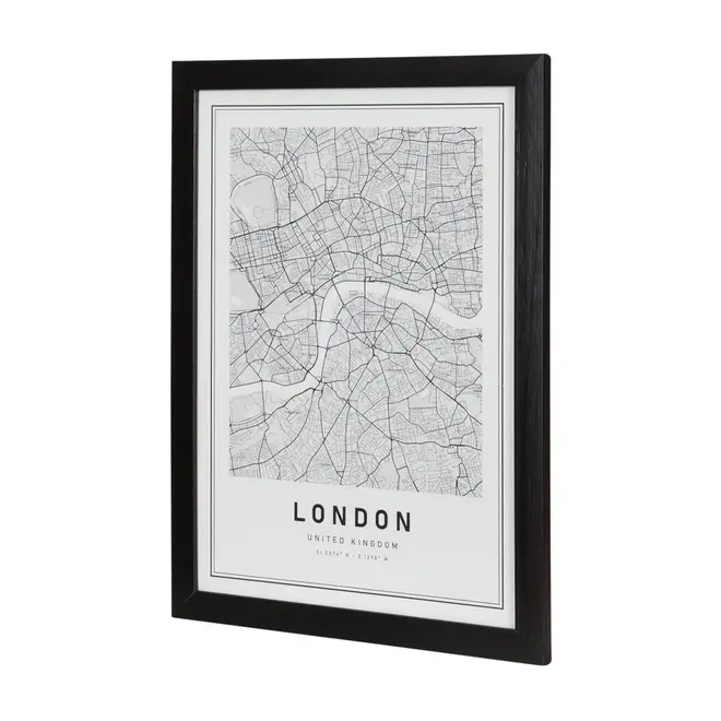 QUADRO 28 CM X 38 CM ROAD MAP LONDON - PRETO/BRANCO - Foto 2