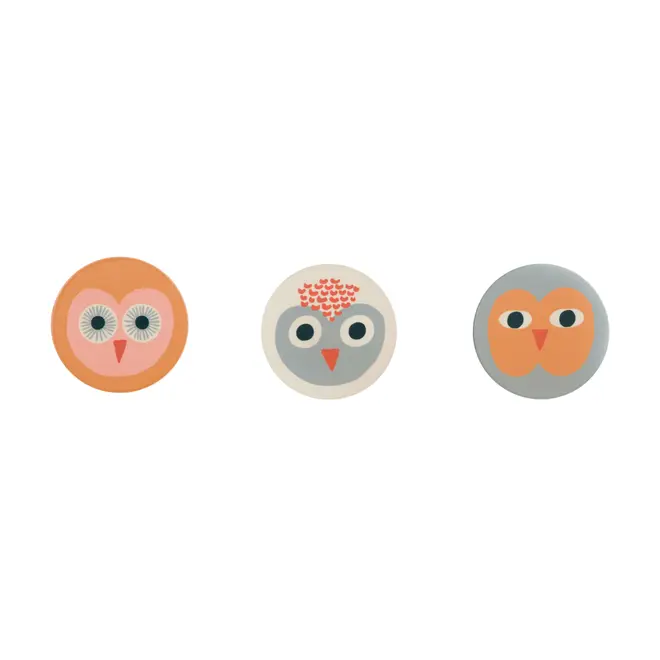 CONJUNTO COM 3 GANCHOS PARA PAREDE CORUJAS - MULTICOR - Foto 1