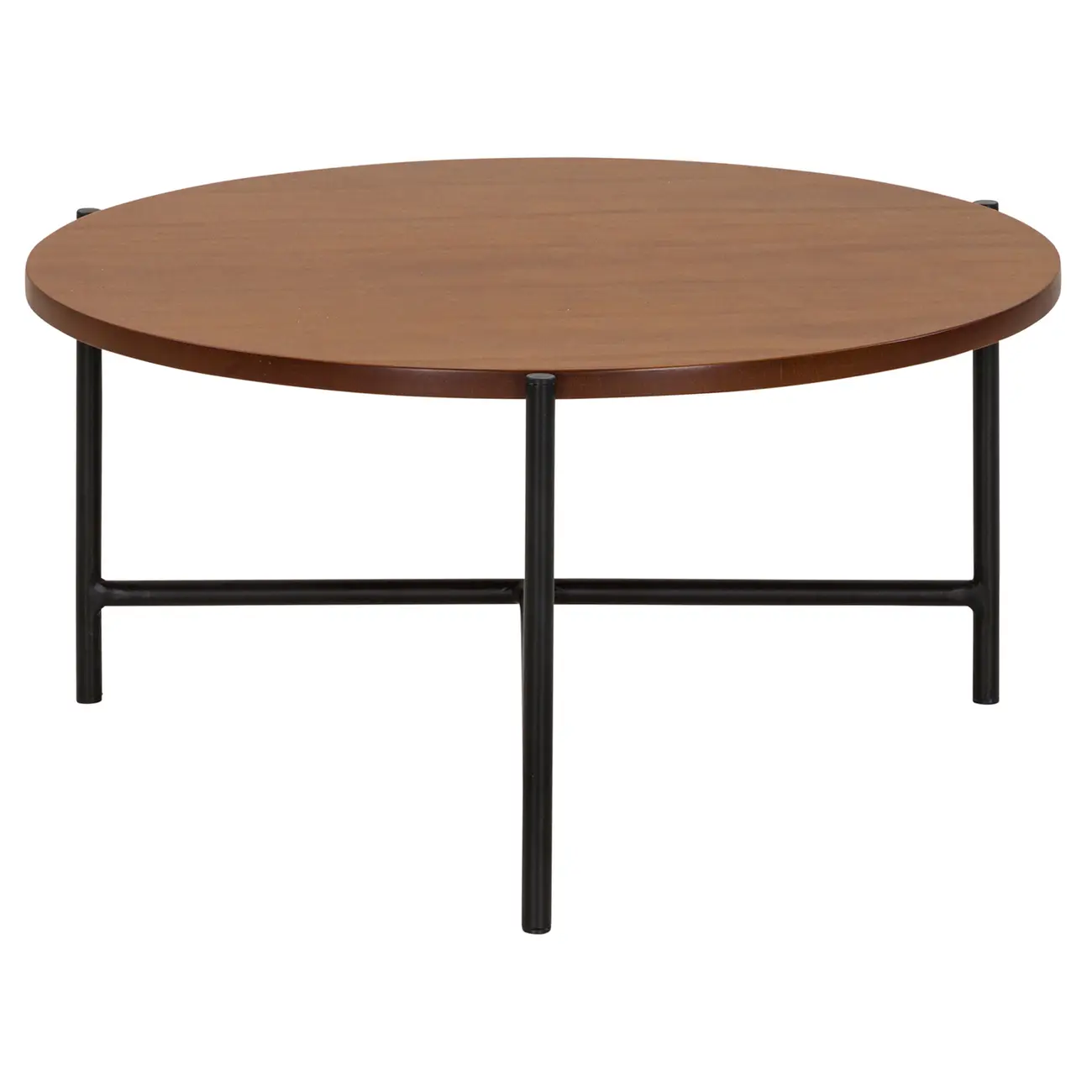 MESA DE CENTRO REDONDA 60 CM HONEY - PRETO/NOZES - Foto 1