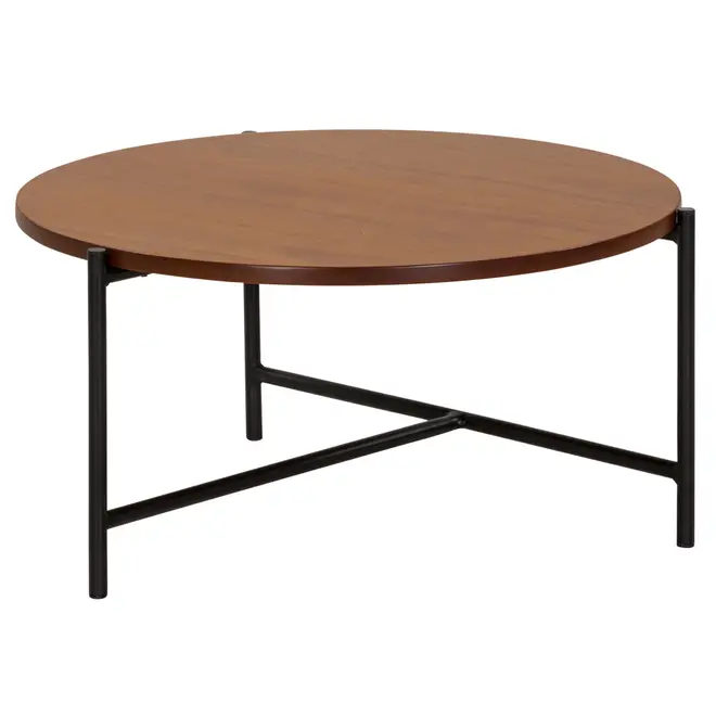 MESA DE CENTRO REDONDA 60 CM HONEY - PRETO/NOZES - Foto 2