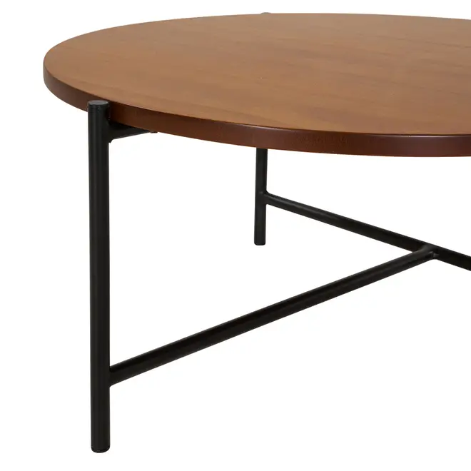 MESA DE CENTRO REDONDA 60 CM HONEY - PRETO/NOZES - Foto 4
