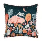 ALMOFADA 43 CM X 43 CM CORUJAS - ROSA ANTIQUE/MULTICOR - Foto 1