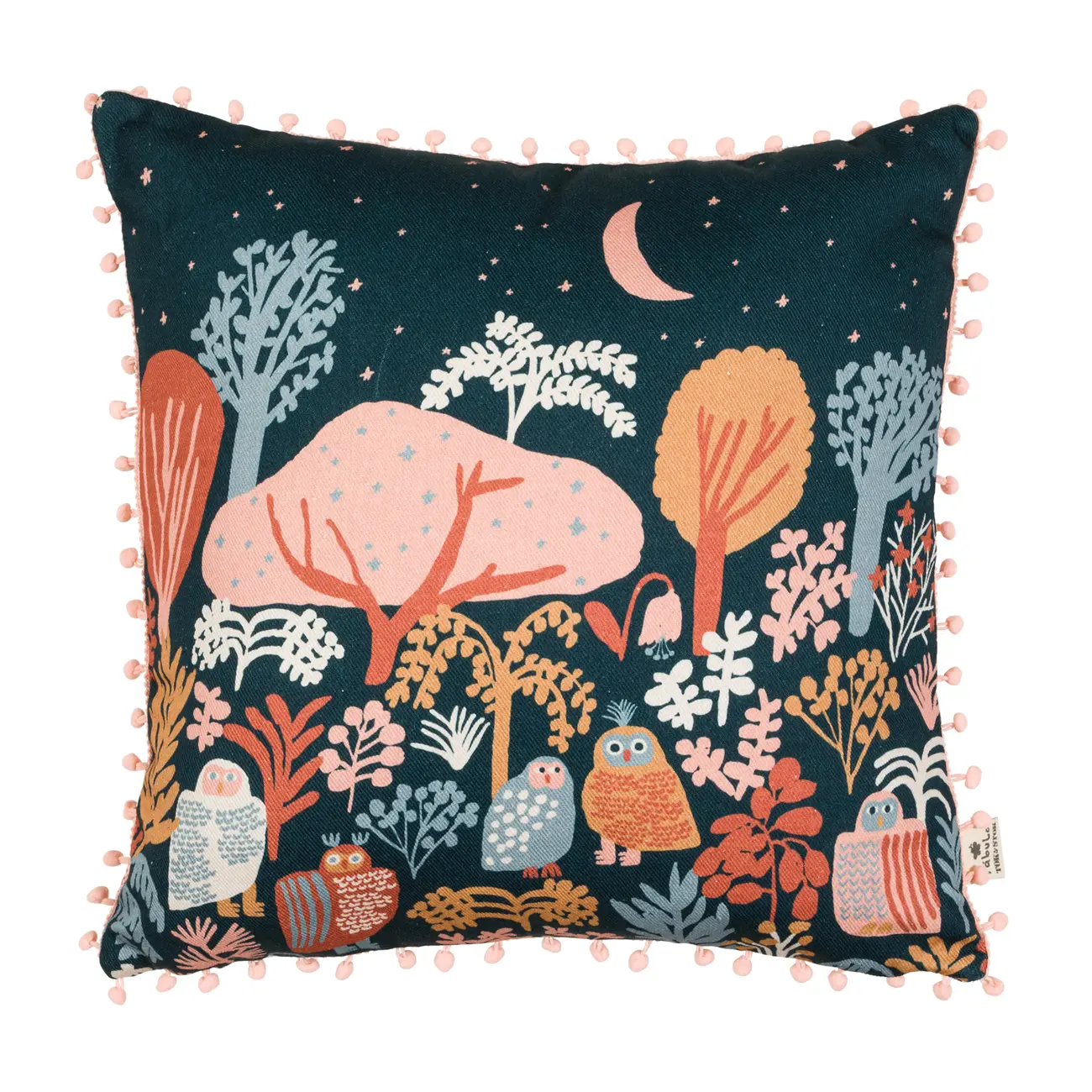 ALMOFADA 43 CM X 43 CM CORUJAS - ROSA ANTIQUE/MULTICOR - Foto 1