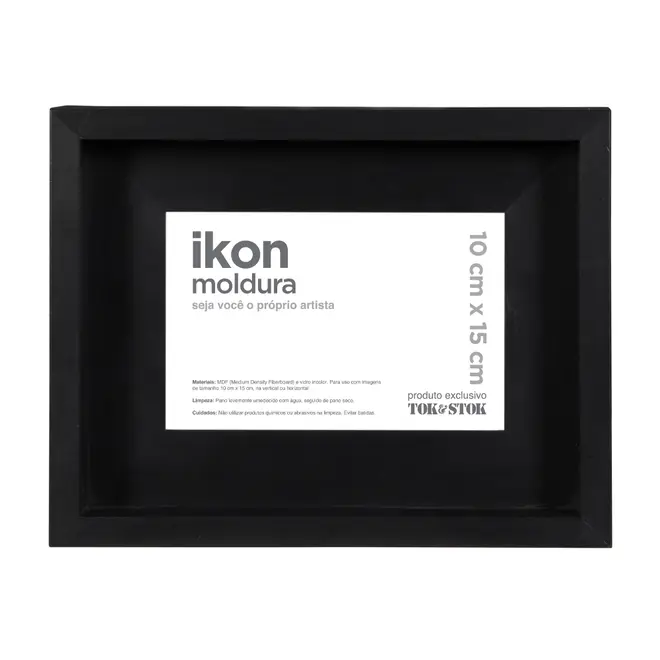 MOLDURA 10 CM X 15 CM IKON - PRETO - Foto 1