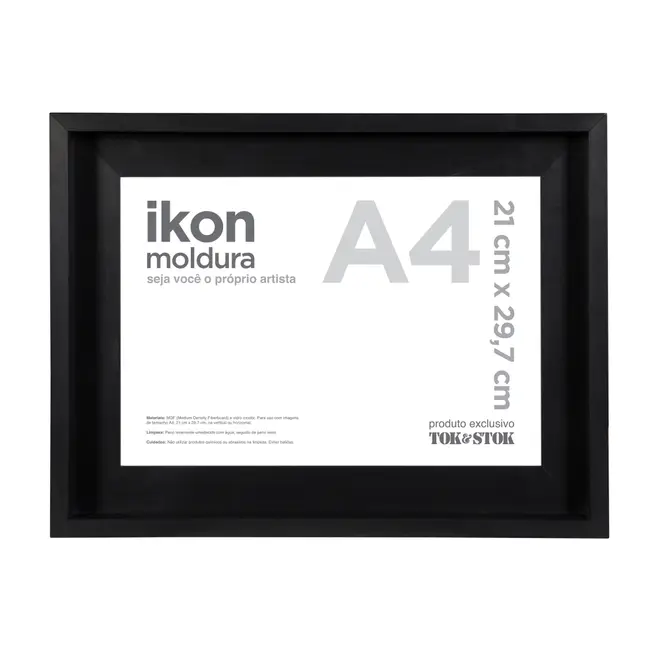 MOLDURA A4 21 CM X 29 CM IKON - PRETO - Foto 1
