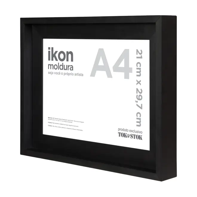 MOLDURA A4 21 CM X 29 CM IKON - PRETO - Foto 2