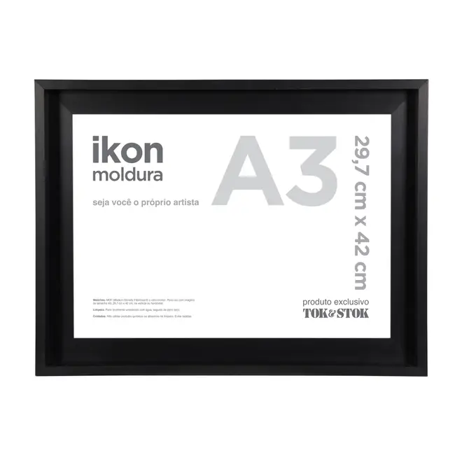 MOLDURA A3 29 CM X 42 CM IKON - PRETO - Foto 1