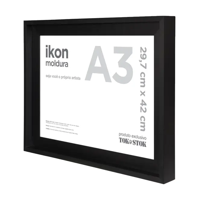 MOLDURA A3 29 CM X 42 CM IKON - PRETO - Foto 2