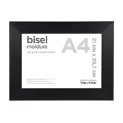 MOLDURA A4 21 CM X 29 CM BISEL - PRETO - Foto 1